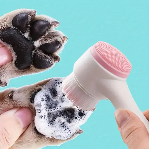 1pc- Silicone Pet Paw Cleaner & Massage Brush - Dual-Sided Dog